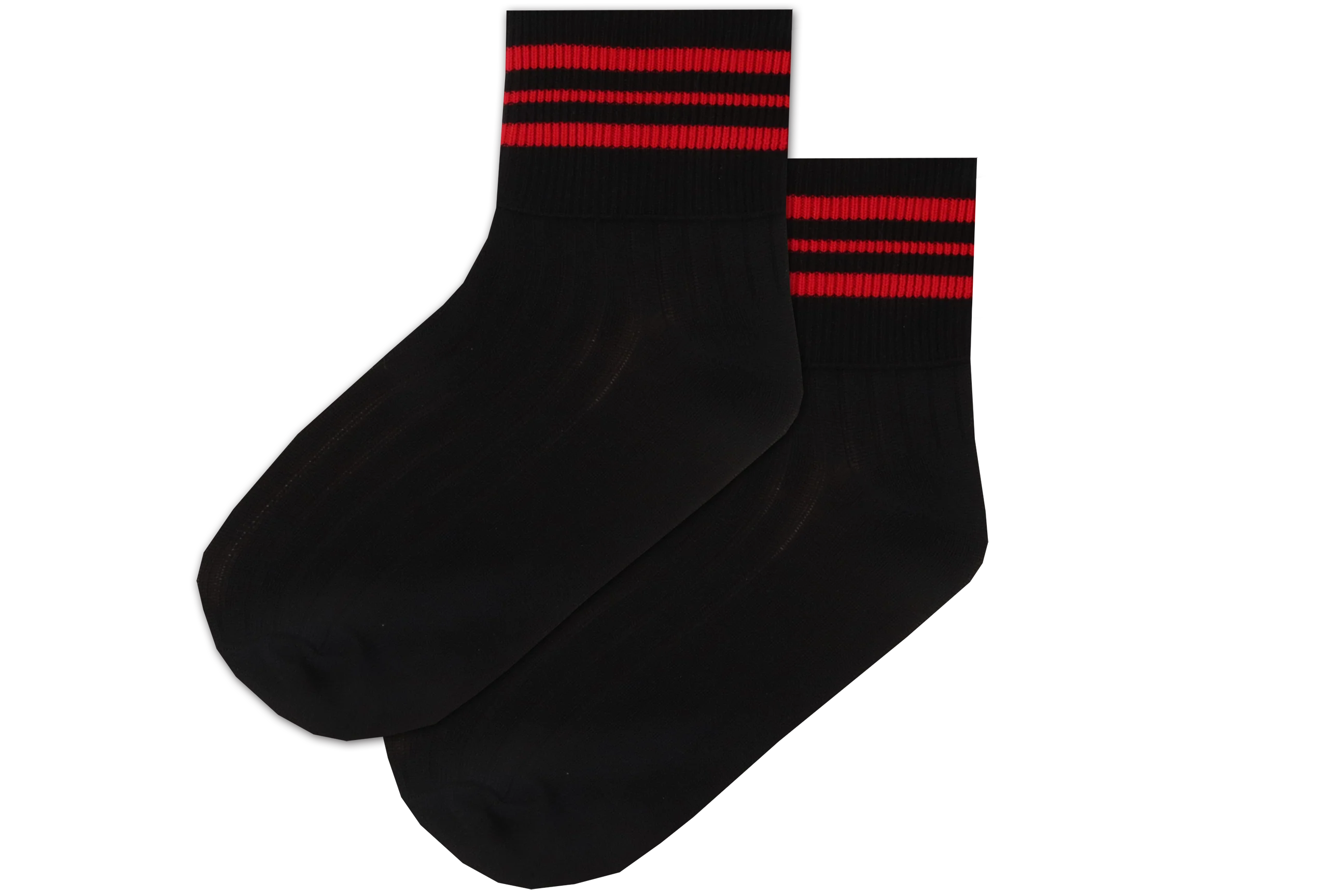 Girls Striped Anklets - Convent Black/Red